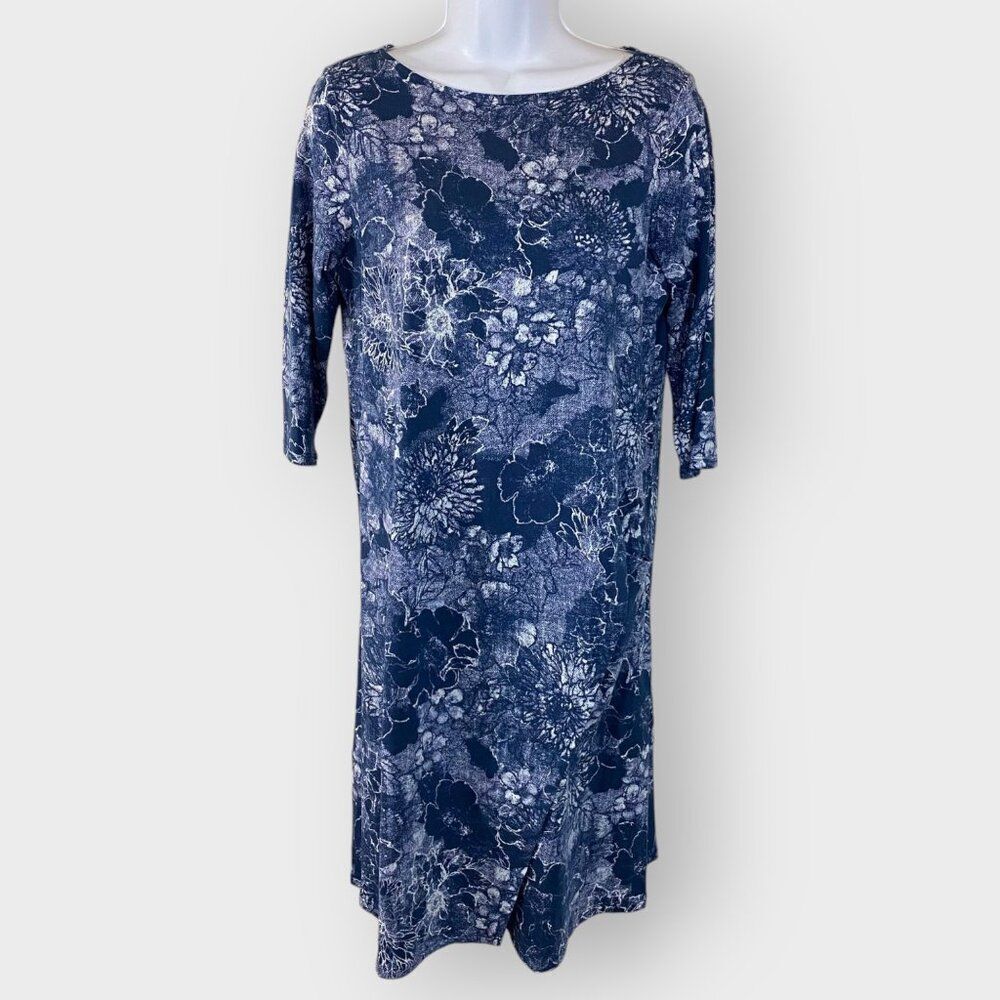 J. Jill Pure Jill Womens Wrap Style Dress | XS | Blue Floral | Pocket